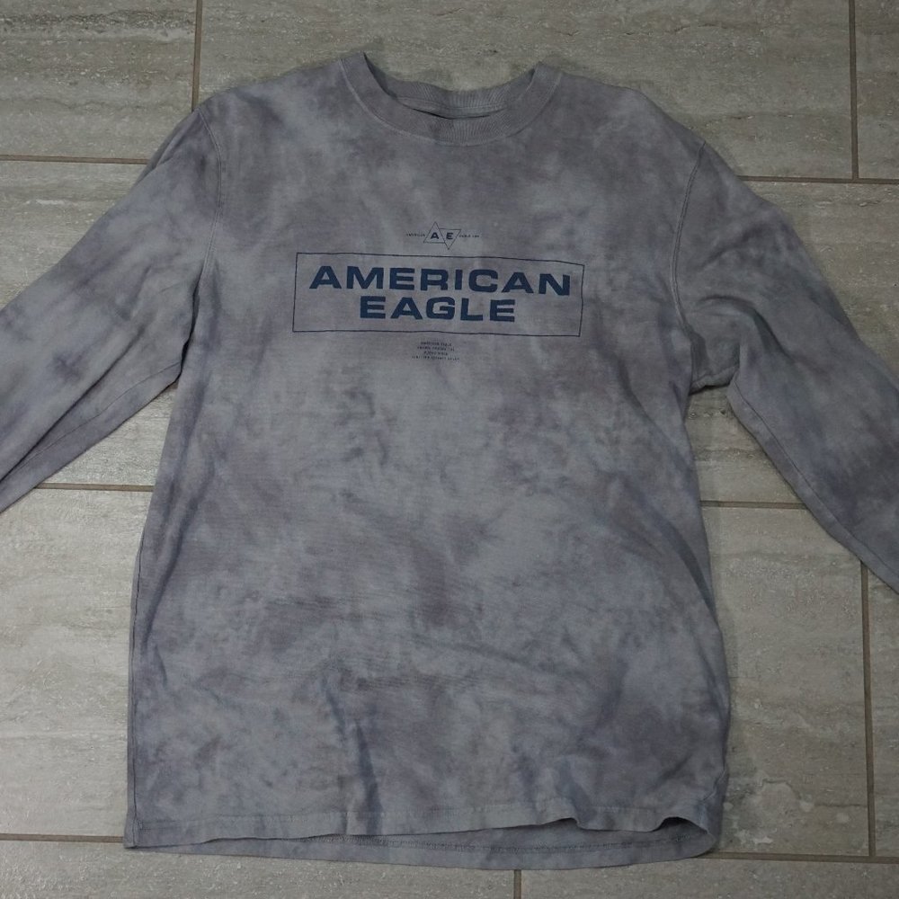 American Eagle Outfitters Men's Tie Die Long Sleeve T-shirt Grey Size Medium